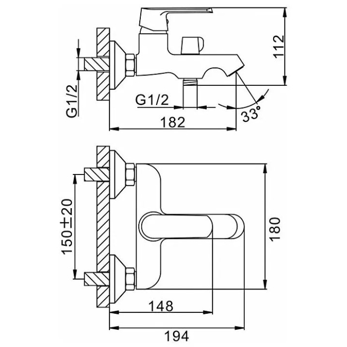 Змішувач для ванни Frap F2231, білий/хром Змішувач для ванни Frap F2231, білий/хром