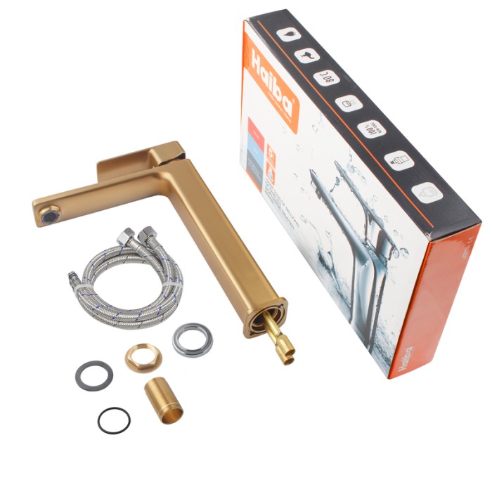 Змішувач для умивальника високий Haiba KUBUS 001 (HIGH) BRUSHED GOLD (HB9623) Змішувач для умивальника високий Haiba KUBUS 001 (HIGH) BRUSHED GOLD (HB9623)
