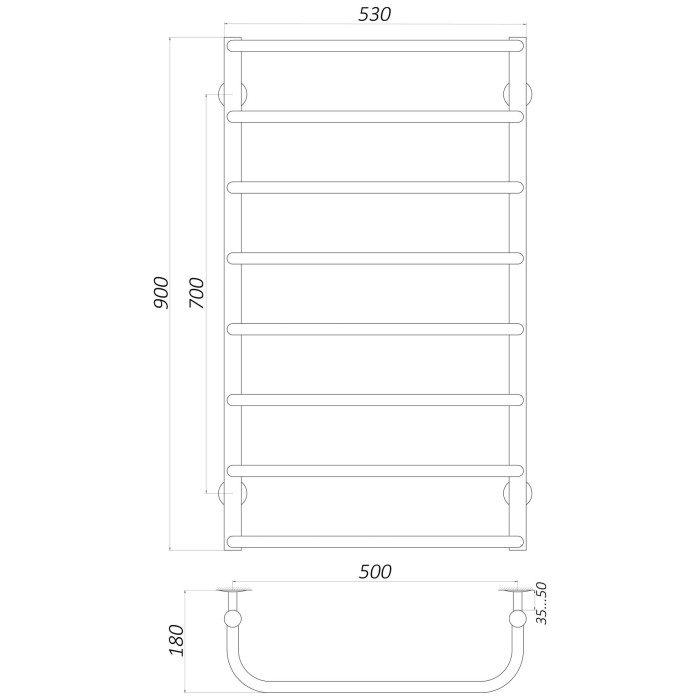 Рушникосушарка UNIO LS ER 900-500-8 Драбинка Скоба електро Рушникосушарка UNIO LS ER 900-500-8 Драбинка Скоба електро