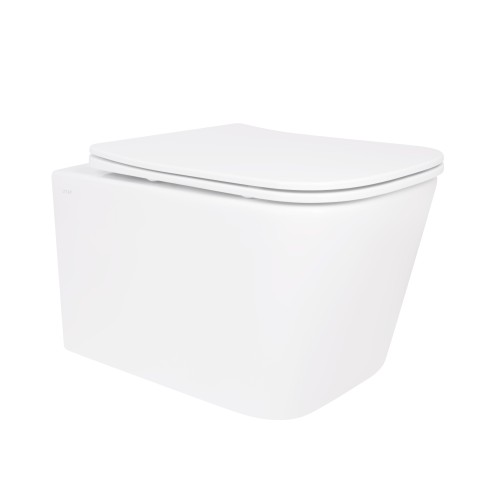 Унітаз підвісний Crow Rimless 485х340х330 мм, White, з сидінням Slim Duroplast/ Soft-close/ Quick Release QT05335171RW Qtap