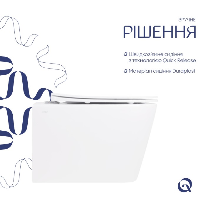 Унітаз підвісний Crow Rimless 485х340х330 мм, White, з сидінням Slim Duroplast/ Soft-close/ Quick Release QT05335171RW Qtap Унітаз підвісний Crow Rimless 485х340х330 мм, White, з сидінням Slim Duroplast/ Soft-close/ Quick Release QT05335171RW Qtap