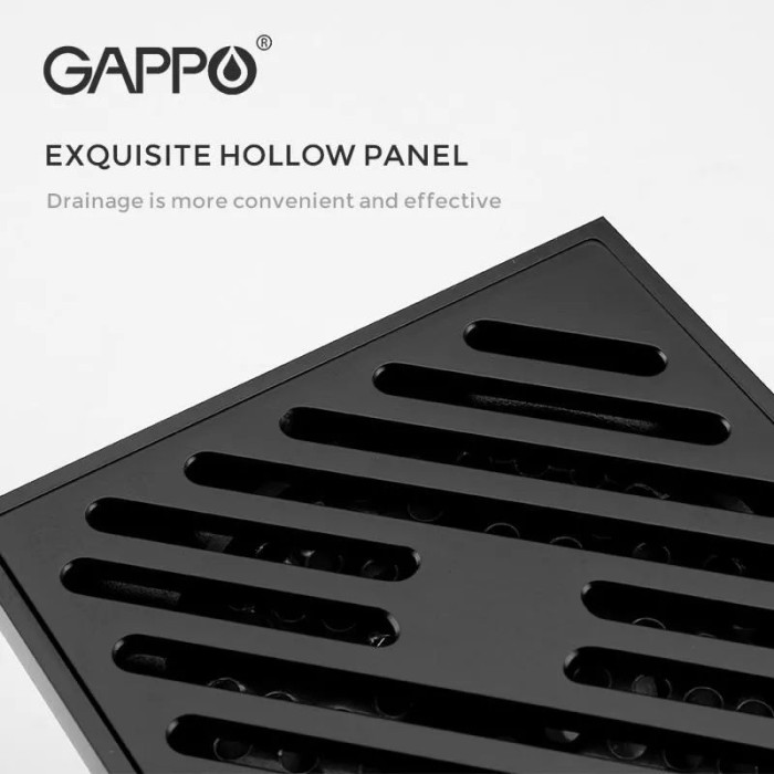 Трап вертикальний GAPPO G81050-6, латунь, 100х100 мм, чорний Трап вертикальний GAPPO G81050-6, латунь, 100х100 мм, чорний