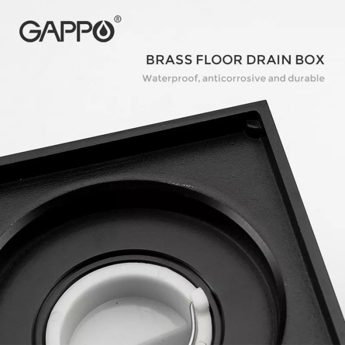 Трап вертикальний GAPPO G81050-6, латунь, 100х100 мм, чорний Трап вертикальний GAPPO G81050-6, латунь, 100х100 мм, чорний