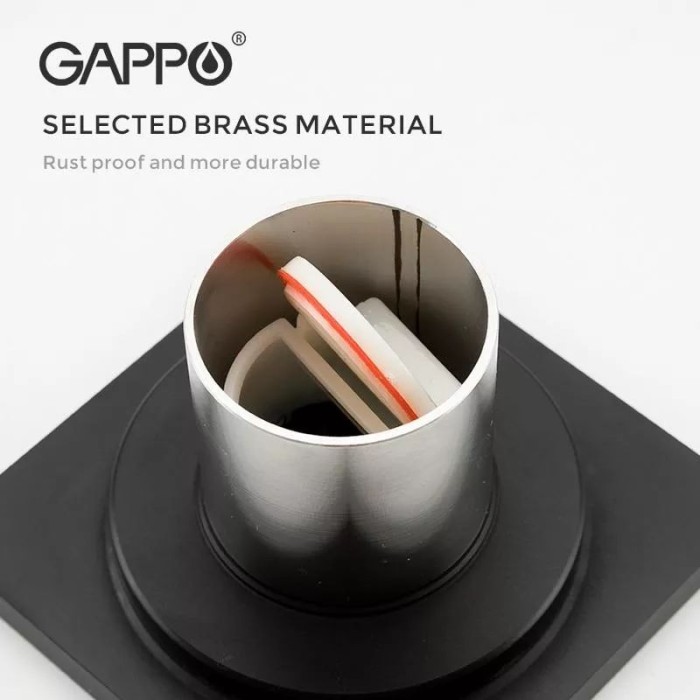 Трап вертикальний GAPPO G81050-6, латунь, 100х100 мм, чорний Трап вертикальний GAPPO G81050-6, латунь, 100х100 мм, чорний