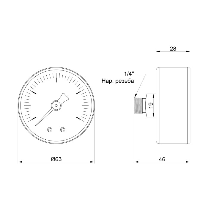 Манометр Icma 1/4" 0-4 бар, заднє підключення №243 Манометр Icma 1/4" 0-4 бар, заднє підключення №243