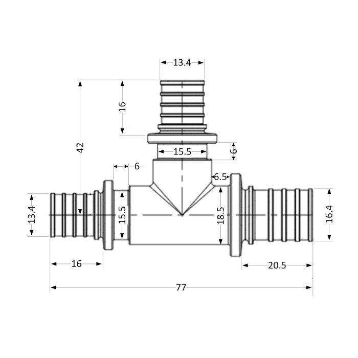 Трійник натяжний Icma №1039 d20х16х16 851039GWBOBO0 Трійник натяжний Icma №1039 d20х16х16 851039GWBOBO0