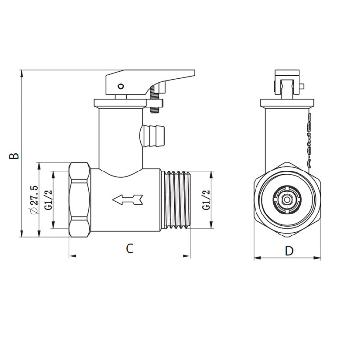 Запобіжний клапан для бойлера Koer KR.1046.K - 1/2” 6BAR (з ручкою) (KR4764) Запобіжний клапан для бойлера Koer KR.1046.K - 1/2” 6BAR (з ручкою) (KR4764)