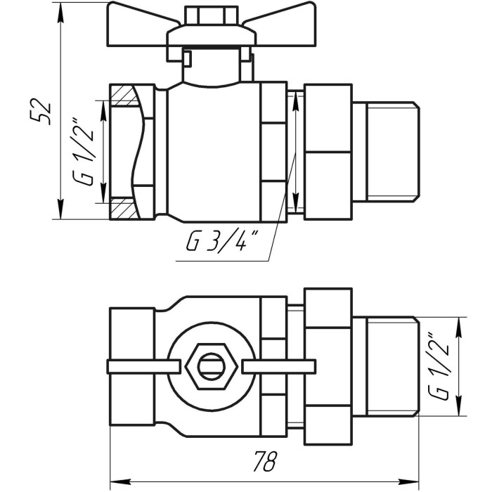 Кран кульовий ARCO 1/2″ SENA 154103 прямий з американкою (754103) Кран кульовий ARCO 1/2″ SENA 154103 прямий з американкою (754103)