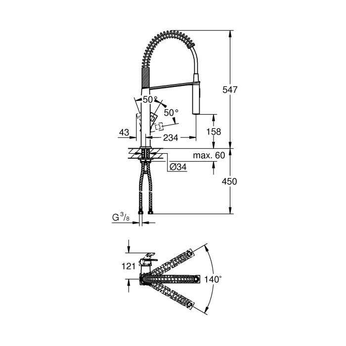 Змішувач для кухні з гнучким виливом Grohe Eurocube (31395DC0) Змішувач для кухні з гнучким виливом Grohe Eurocube (31395DC0)