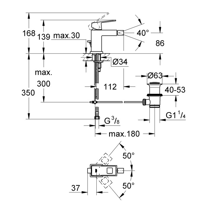 Змішувач для біде Grohe Eurocube (23138000) Змішувач для біде Grohe Eurocube (23138000)