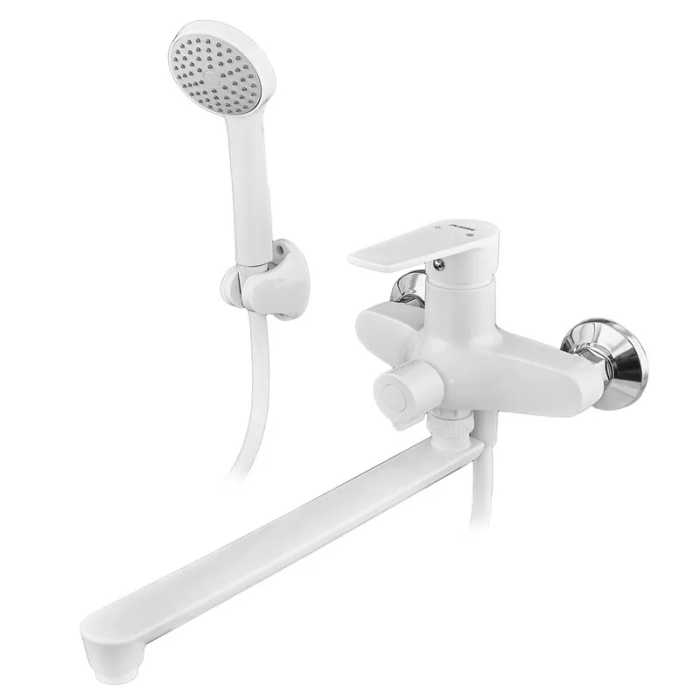 Змішувач для ванни PLAMIX OSCAR-006 EURO SET WHITE (зі шлангом, лійкою та кронштейном) (MX1895) Змішувач для ванни PLAMIX OSCAR-006 EURO SET WHITE (зі шлангом, лійкою та кронштейном) (MX1895)