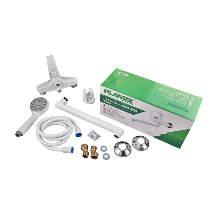 Змішувач для ванни PLAMIX OSCAR-006 EURO SET WHITE (зі шлангом, лійкою та кронштейном) (MX1895) Змішувач для ванни PLAMIX OSCAR-006 EURO SET WHITE (зі шлангом, лійкою та кронштейном) (MX1895)