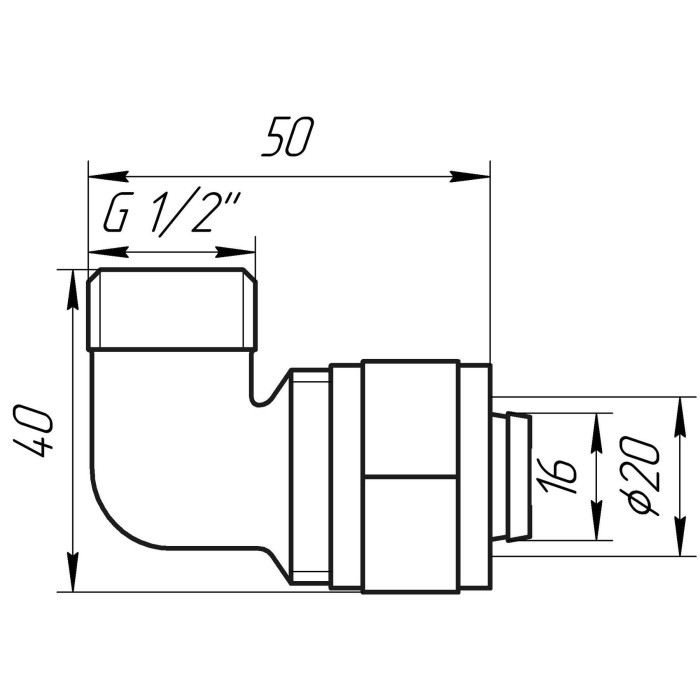 Кутник із зовнішньою різьбою APE ITALY 753 L 1/2″х20 Кутник із зовнішньою різьбою APE ITALY 753 L 1/2″х20