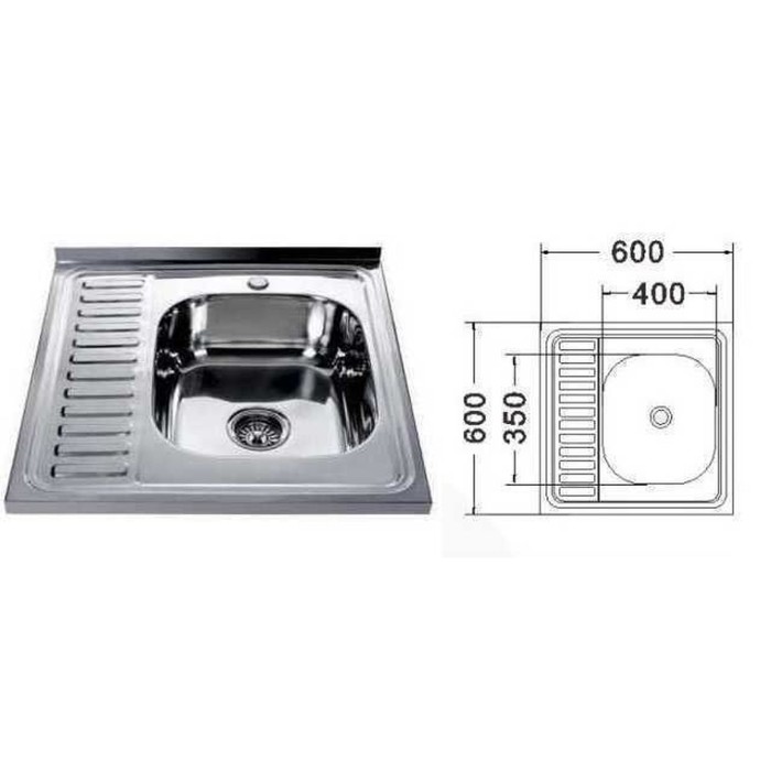 Мийка кухонна накладна прямокутна 600х600х180 Satin Right MR 6060 R E Mira Мийка кухонна накладна прямокутна 600х600х180 Satin Right MR 6060 R E Mira