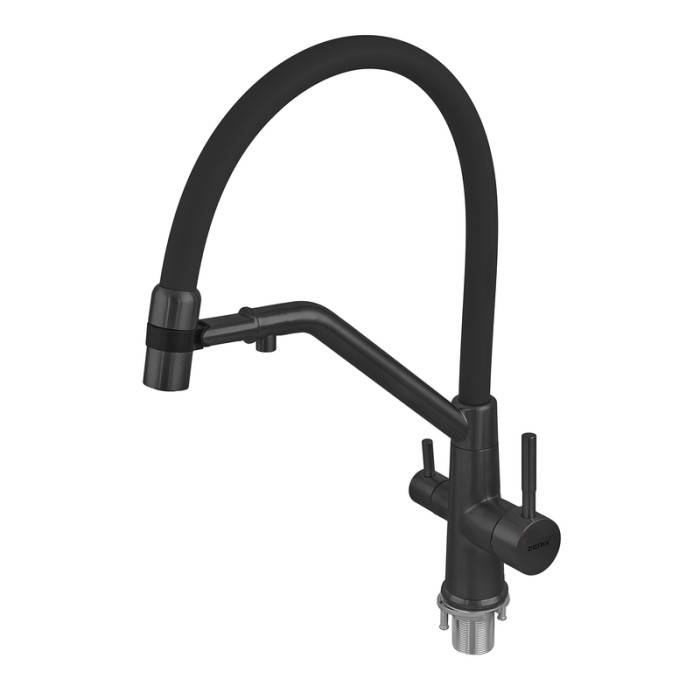 Змішувач для кухні з силіконовим виливом Zerix MAG-021 Black Refl.Black з нерж. сталі SUS304 з виходом для пит.води (ZX6006) Змішувач для кухні з силіконовим виливом Zerix MAG-021 Black Refl.Black з нерж. сталі SUS304 з виходом для пит.води (ZX6006)
