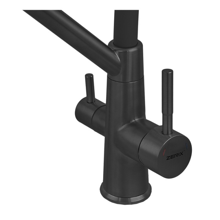 Змішувач для кухні з силіконовим виливом Zerix MAG-021 Black Refl.Black з нерж. сталі SUS304 з виходом для пит.води (ZX6006) Змішувач для кухні з силіконовим виливом Zerix MAG-021 Black Refl.Black з нерж. сталі SUS304 з виходом для пит.води (ZX6006)