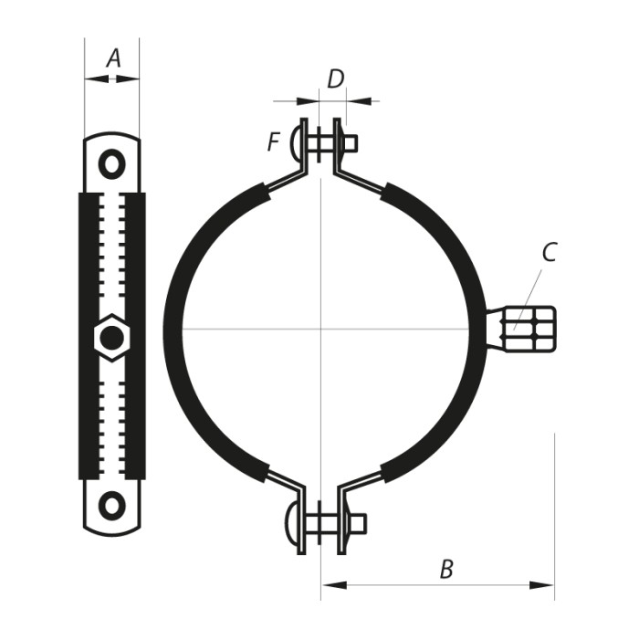 Хомут трубний оцинкований Koer KC.20 4" (110-118) (без анкера) чорний (KR2802) Хомут трубний оцинкований Koer KC.20 4" (110-118) (без анкера) чорний (KR2802)