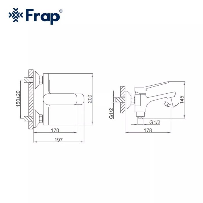 Змішувач для ванни Frap F3261, хром Змішувач для ванни Frap F3261, хром