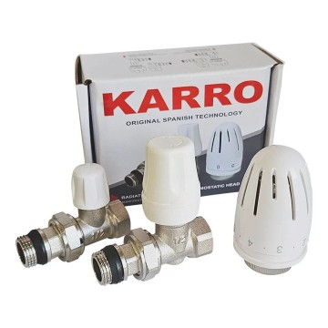 Комплект кранів рад. прямих з термоголовкою KARRO (KR-5302)