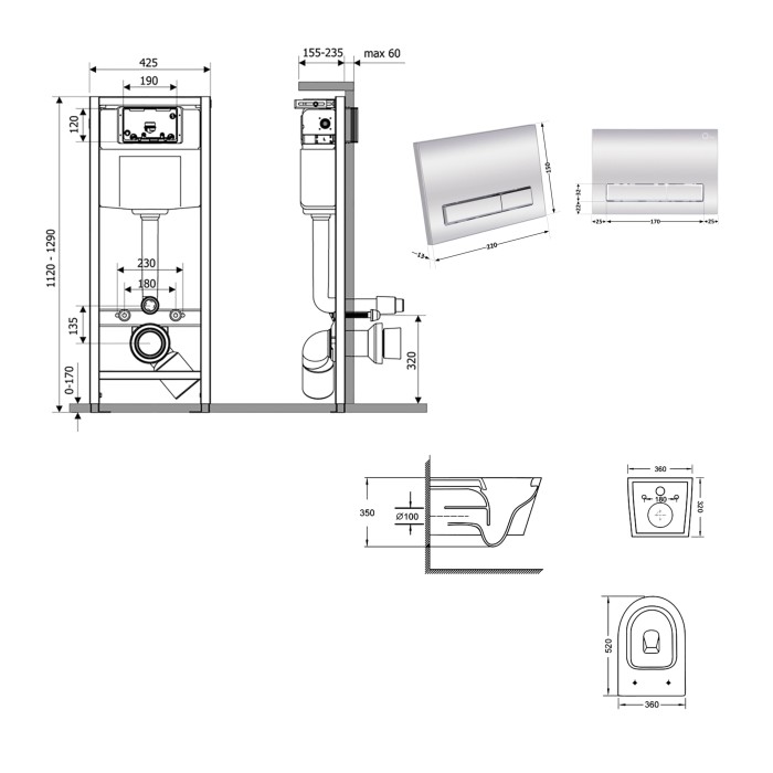 Готове рішення Qtap для ванної кімнати: підвісний унітаз Swan Ultra Quiet 520x360x320 + комплект інсталяції Nest 4 в 1 (лінійна клавіша Chrome) Готове рішення Qtap для ванної кімнати: підвісний унітаз Swan Ultra Quiet 520x360x320 + комплект інсталяції Nest 4 в 1 (лінійна клавіша Chrome)