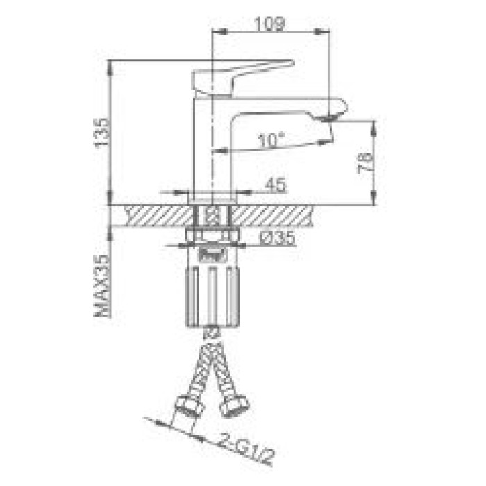 F1084 умивальник одноваж. литий вилив лат. корпус гайка Ø26 (хром) {10/1} F1084 умивальник одноваж. литий вилив лат. корпус гайка Ø26 (хром) {10/1}