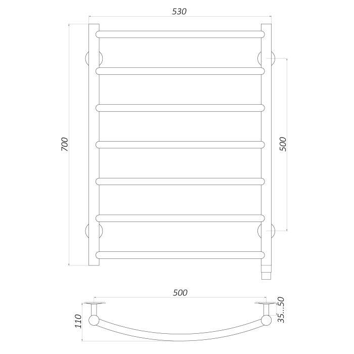 Рушникосушарка UNIO LD ЕU 700-500-7 Драбинка Дуга електро Рушникосушарка UNIO LD ЕU 700-500-7 Драбинка Дуга електро