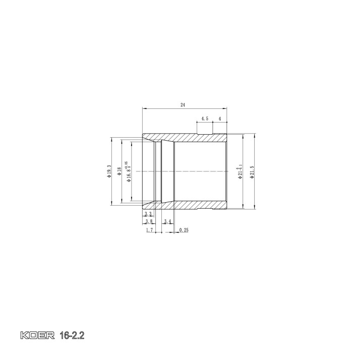 Гільза монтажна насувна Koer KA.S16 - 16-2.2mm (KR4899) Гільза монтажна насувна Koer KA.S16 - 16-2.2mm (KR4899)