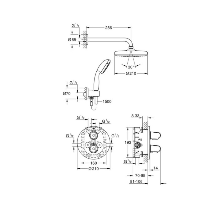 Душова система з системою Tempesta 210 Grohe Grohtherm 1000 (34614001) Душова система з системою Tempesta 210 Grohe Grohtherm 1000 (34614001)