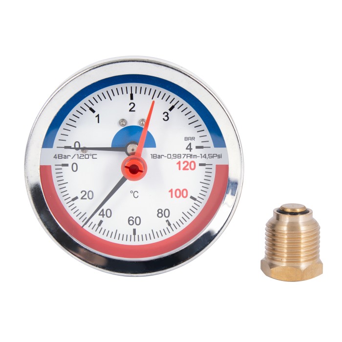 Термоманометр Thermo Alliance Standart 80 мм 1/2", заднє підмикання SD1734B Термоманометр Thermo Alliance Standart 80 мм 1/2", заднє підмикання SD1734B