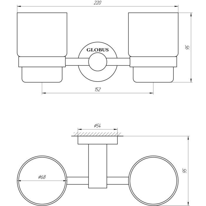 Стакан подвійний Globus Lux SS 8428 SUS304 Стакан подвійний Globus Lux SS 8428 SUS304