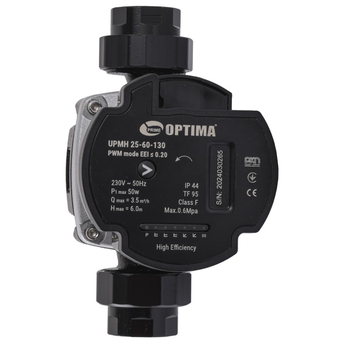 Насос циркуляційний енергоощадний Optima PRIME UPMH 25-60AUTO 130мм + гайки Насос циркуляційний енергоощадний Optima PRIME UPMH 25-60AUTO 130мм + гайки