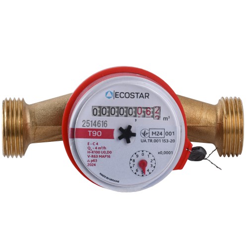 Лічильник гарячої води ECOSTAR DN20 3/4″ без штуцера L130 E-C 4,0 без КМЧ