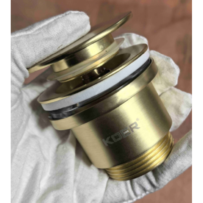 Донний клапан для раковини Koer PW-11-12 1 1/4''  універсальний (з/без перел) СLICK-СLACK (Колір зол.мат) (KR5794)