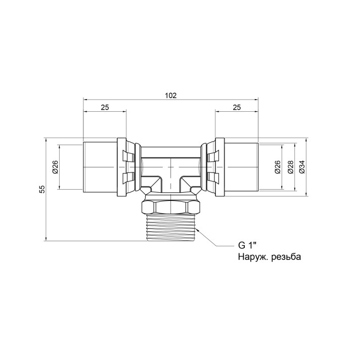 Трійник прес Icma 26х1"х26 ЗР №407 Трійник прес Icma 26х1"х26 ЗР №407