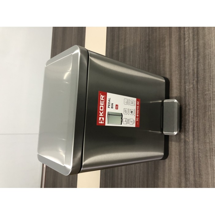 Відро для сміття з плавним закриттям прямокутне Koer TC-010315-02 15 л колір нержавійка (KR5603) Відро для сміття з плавним закриттям прямокутне Koer TC-010315-02 15 л колір нержавійка (KR5603)