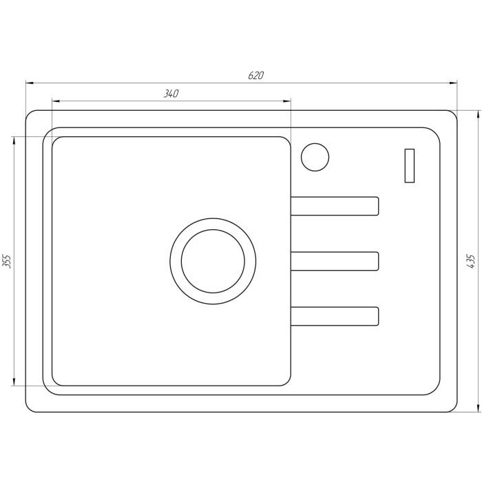 Гранітна мийка Globus Lux MONO графіт 620х435мм-А0001 Гранітна мийка Globus Lux MONO графіт 620х435мм-А0001