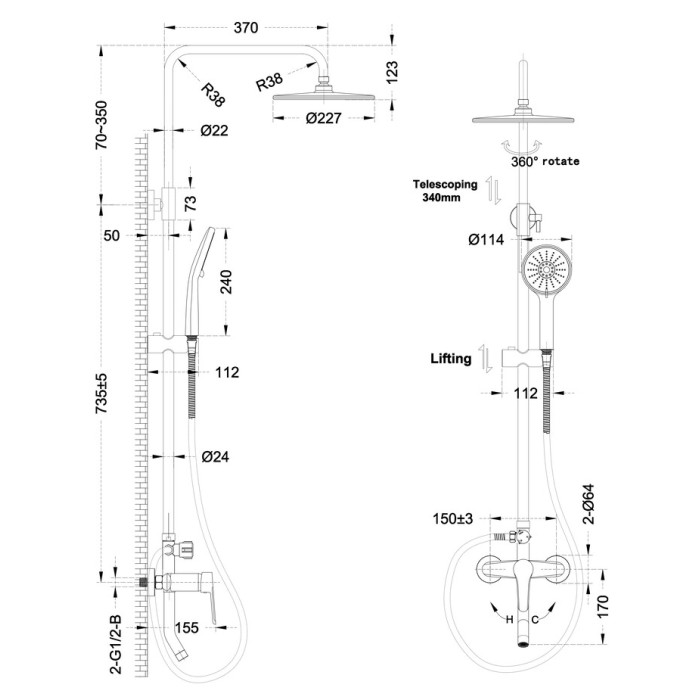 Душова колона зі змішувачем Mixxus Premium LAGUNA 009-J 3 режими (MI6825) Душова колона зі змішувачем Mixxus Premium LAGUNA 009-J 3 режими (MI6825)