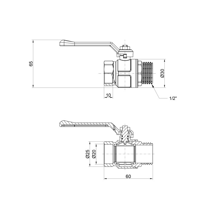 Кран кульовий Icma 1/2" прямий №352 Кран кульовий Icma 1/2" прямий №352