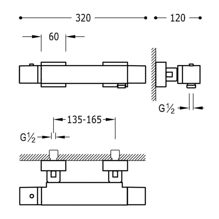 107164,9-CUADRO TRES Termostatica (Spain Tres) Змішувач д/душу ( комплект) 107164,9-CUADRO TRES Termostatica (Spain Tres) Змішувач д/душу ( комплект)
