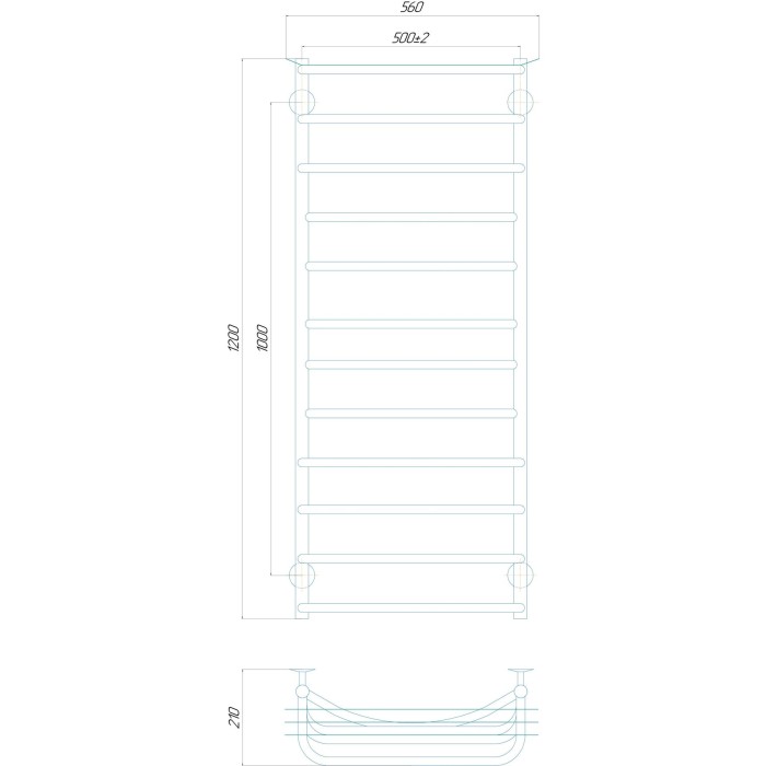 Рушникосушарка UNIO Zp W 1200-500-12 Зета з полицею вода Рушникосушарка UNIO Zp W 1200-500-12 Зета з полицею вода