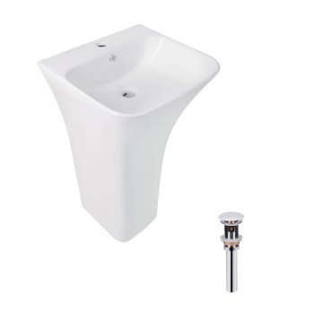Комплект Qtap Crow: Раковина напольна моноблок 445x420x840 мм White + Донний клапан PU02O