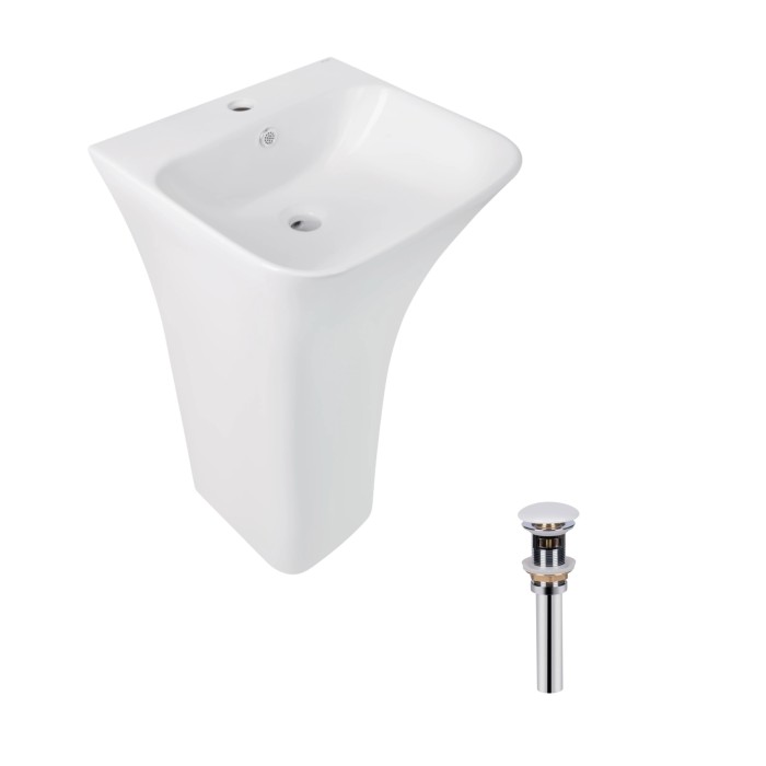 Комплект Qtap Crow: Раковина напольна моноблок 445x420x840 мм White + Донний клапан PU02O Комплект Qtap Crow: Раковина напольна моноблок 445x420x840 мм White + Донний клапан PU02O