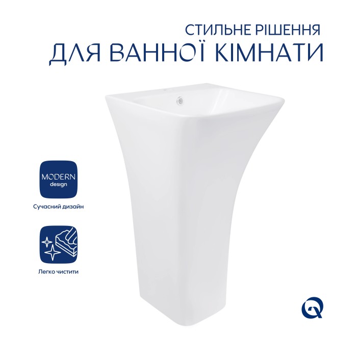 Комплект Qtap Crow: Раковина напольна моноблок 445x420x840 мм White + Донний клапан PU02O Комплект Qtap Crow: Раковина напольна моноблок 445x420x840 мм White + Донний клапан PU02O