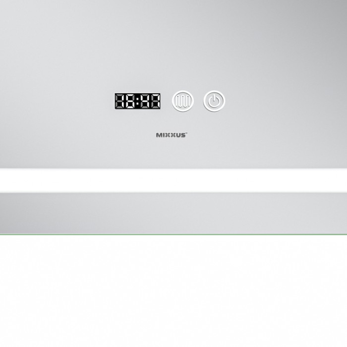 Дзеркало Mixxus Premium FLASH MR21-70x90 з Led Touch, Anti-fog, димером, регулятором яскравості, годинником (MP6618)