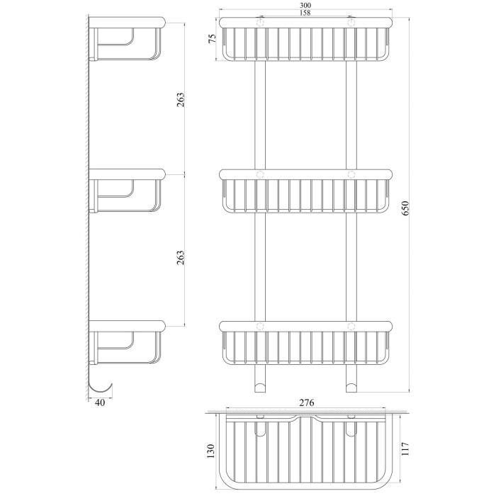 Поличка пряма потрійна TOPAZ 4103 Поличка пряма потрійна TOPAZ 4103