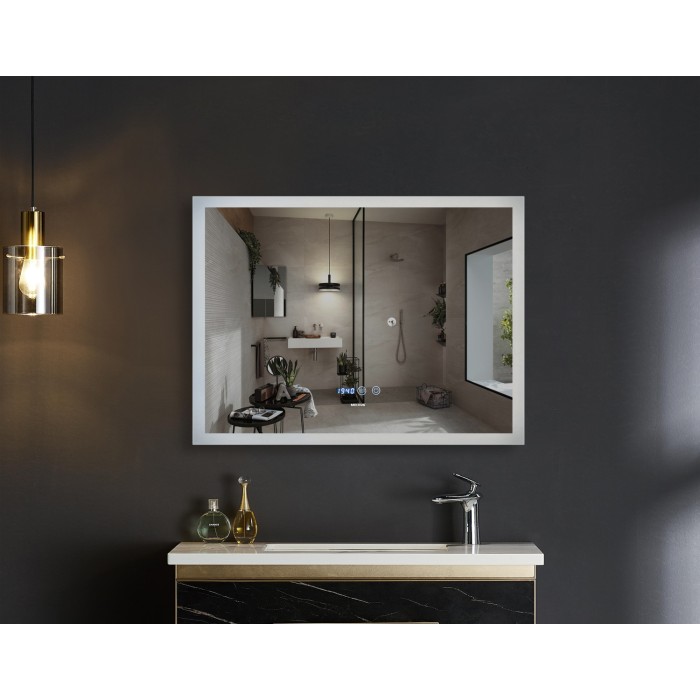 Дзеркало Mixxus FLAT MR04-100x80 з Led Touch, Anti-fog, димером, регулятором яскравості, годинником (MI6927) Дзеркало Mixxus FLAT MR04-100x80 з Led Touch, Anti-fog, димером, регулятором яскравості, годинником (MI6927)