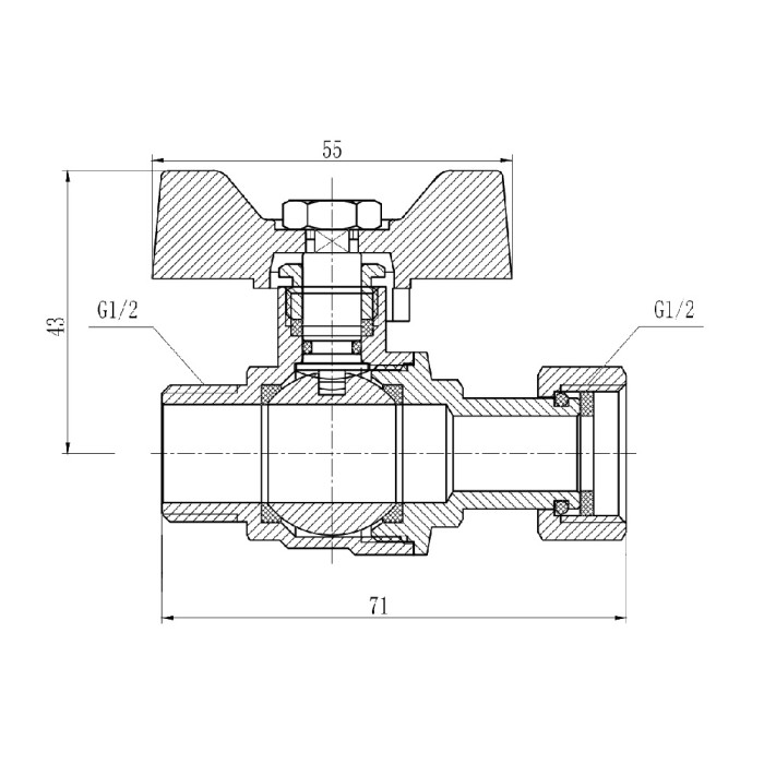Кран кульовий з накидною гайкою Thermo Alliance Forte 1/2" ВЗ для води прямий SF261W15 Кран кульовий з накидною гайкою Thermo Alliance Forte 1/2" ВЗ для води прямий SF261W15