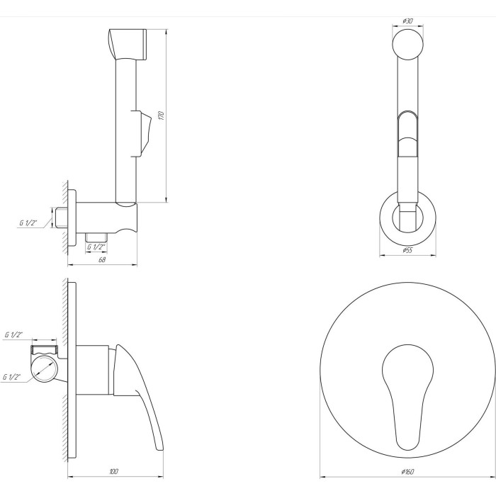 Змішувач гігієнічний Globus Lux Solly GLSO-0110 Змішувач гігієнічний Globus Lux Solly GLSO-0110