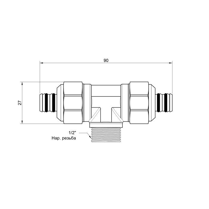 Трійник обжимний Icma 20х1/2"х20 ЗР №547 Трійник обжимний Icma 20х1/2"х20 ЗР №547