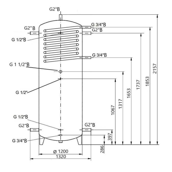 Теплоакумулятор Thermo Alliance TAI-10 2000 з теплообмінником 1,4 кв. м без ізоляції Теплоакумулятор Thermo Alliance TAI-10 2000 з теплообмінником 1,4 кв. м без ізоляції